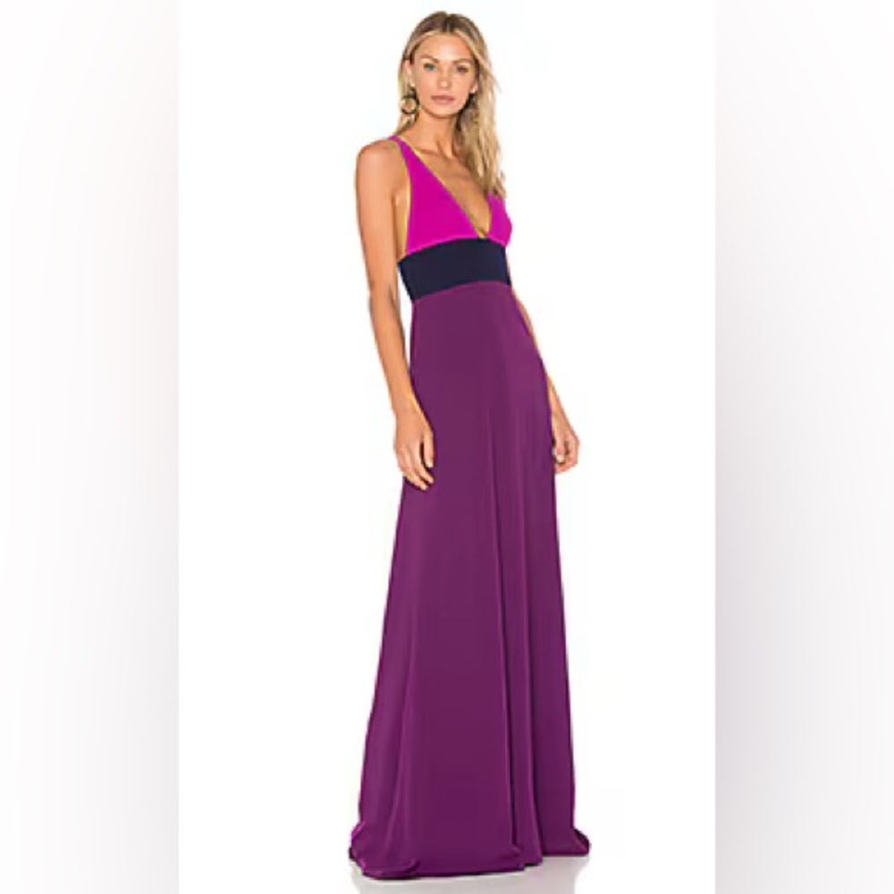 Color Block Gown In Viola & Deep Violet & Deep Ir… - image 2